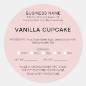 Bakery Cake Home Wettelijke Voedselvergunning Ronde Sticker (Voorkant)