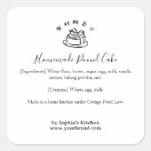 Bakery Cake Logo Minimalist Ingredient Label (Voorkant)