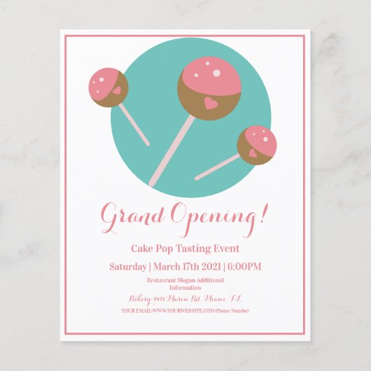 Bakery Cakepop Traktaties Zoete Voedselwagen Flyer (Voorkant)