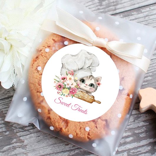 Bakery Chef's Hat Kitten Ronde Sticker