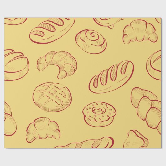 Bakery, croissant, food vintage seamless pattern cadeaupapier (Vlak)