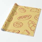 Bakery, croissant, food vintage seamless pattern cadeaupapier (Uitgerold)