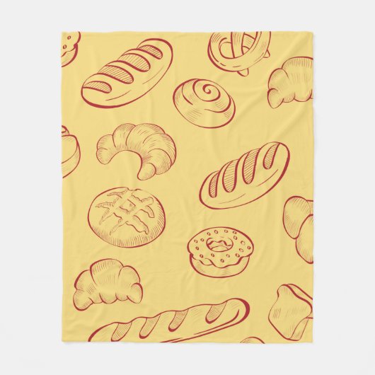 Bakery,  croissant,  food vintage seamless pattern fleece deken (Voorkant)