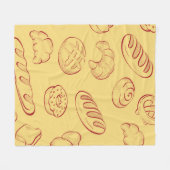 Bakery,  croissant,  food vintage seamless pattern fleece deken (Voorkant (Horizontaal))