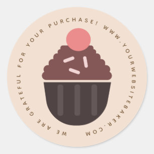 Bakery  Cupcake Earthy Tone Baker Business  Ronde Sticker