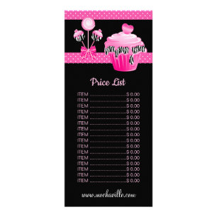 Bakery Cupcake Price List Rack Card Reclamekaart