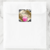 Bakery Cupcake Roze Goud Vierkante Sticker (Tas)