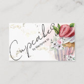 Bakery Cupcakes Goud Roze Bloem Visitekaartje (Voorkant)