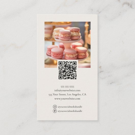 Bakery Custom Foto Sociale Media QR Code Visitekaartje (Achterkant)