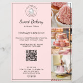 Bakery Custom Logo Photo QR Code Pink Flyer (Voorkant)