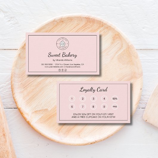 Bakery Custom Logo Pink Business Reward Klantenkaartje
