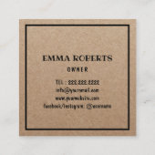 Bakery Cute Pastry Chef Minimalist Rustic Kraft Vierkante Visitekaartje (Achterkant)