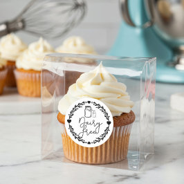 Bakery Dairy Free Milk Jug & WreatBlack & White Ronde Sticker