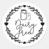 Bakery Dairy Free Milk Jug & WreatBlack & White Ronde Sticker (Voorkant)