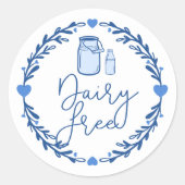 Bakery Dairy Free Milk Jug & WreatBlue & White Ronde Sticker (Voorkant)