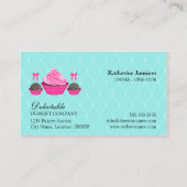 Bakery Damask Aqua Pink Visitekaartje (Achterkant)