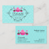 Bakery Damask Aqua Pink Visitekaartje (Voorkant / Achterkant)