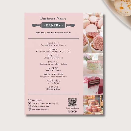 Bakery Deegroller Foto QR Roze  Flyer