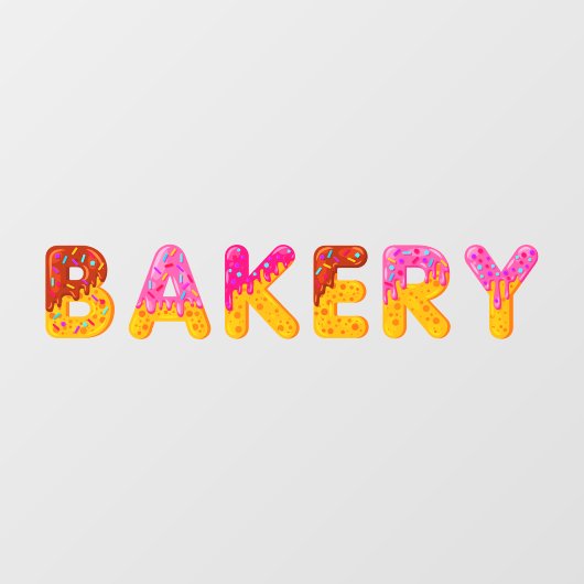 Bakery Donut Cartoon Biscuit Glazed Sprinkles Raamsticker (Vel)