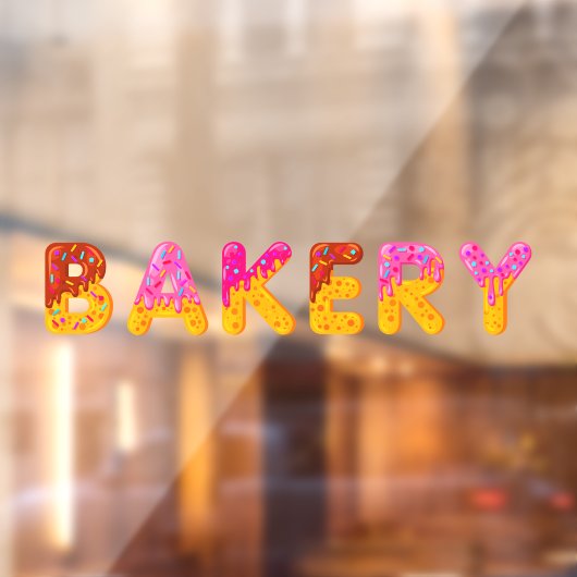 Bakery Donut Cartoon Biscuit Glazed Sprinkles Raamsticker (Vel 2)