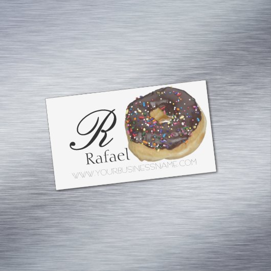 Bakery Donut Elegant Name Monogram Business Magnetisch Visitekaartje (Voorbeeld)