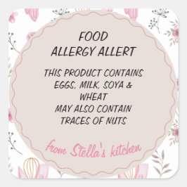 Bakery Food Allergy Allert Vierkante Sticker