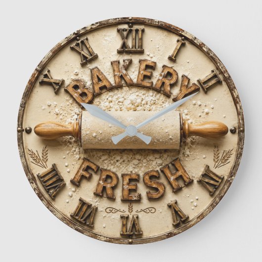 Bakery Fresh Rustic Baking Kitchen Decor Grote Klok (Voorkant)