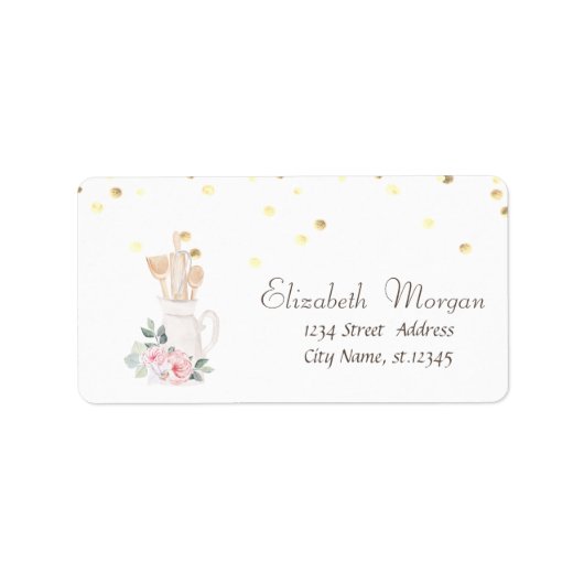 Bakery Gebak Handgereedschap Bloemen Confetti Etiket (Voorkant)