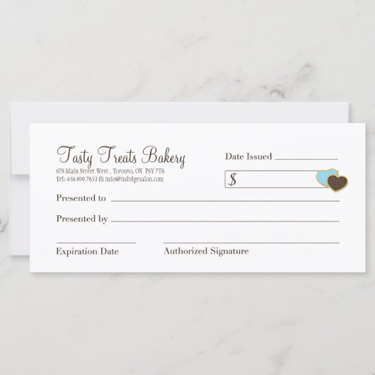 BAKERY GIFT-CERTIFICAAT (Achterkant)