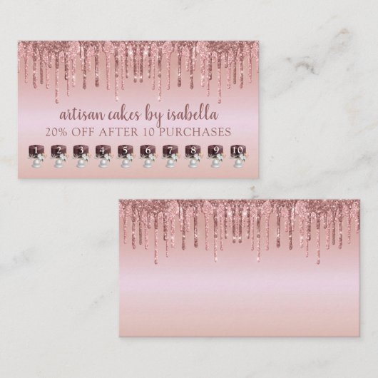 Bakery Glitter Drift Roos Gold Loyalty Punch (Voorkant / Achterkant)