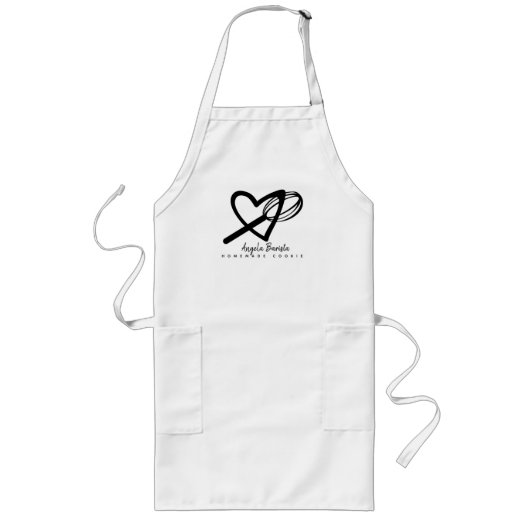 Bakery Heart Love Cake Business Whisk Hand Drawn Lang Schort (Voorkant)
