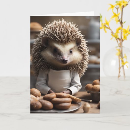 Bakery Hedge Hog Happy Birthday Kaart (Gele Bloem)