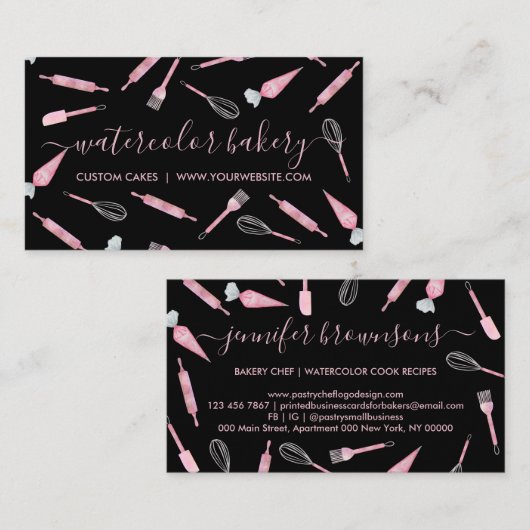 Bakery Homemade Pastry Chef Branding Visitekaartje (Voorkant / Achterkant)