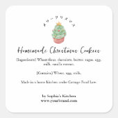 Bakery Ingredient Christmas Tree Watercolor Rustic Vierkante Sticker (Voorkant)