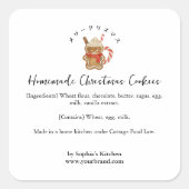 Bakery Ingredient Gingerbread Cookie Watercolor Vierkante Sticker (Voorkant)