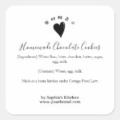 Bakery Ingredient Label Heart Simple Minimalist (Voorkant)