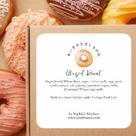 Bakery Ingredient Product Watercolor Glazed Donut Vierkante Sticker