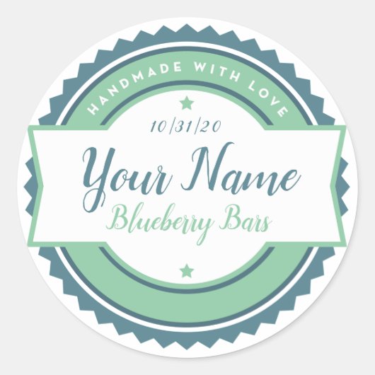 Bakery Label Keuken Sticker Aqua Blauw (Voorkant)