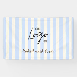 Bakery Logo 'Cute Stripes' Gebakken Met Liefde Spandoek