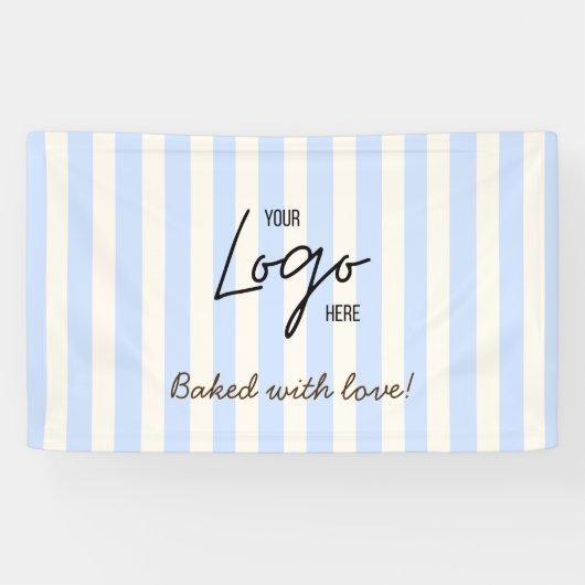 Bakery Logo 'Cute Stripes' Gebakken Met Liefde Spandoek (Horizontaal)