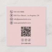Bakery Logo QR Code Social Media Blush Pink Vierkante Visitekaartje (Achterkant)