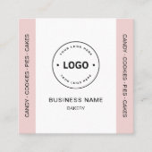 Bakery Logo QR Code Social Media Blush Pink Vierkante Visitekaartje (Voorkant)