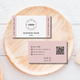 Bakery Logo QR Code Social Media Blush Pink Visitekaartje