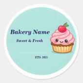 Bakery Logo Sticker - Custom Cute Cupcake Design (Voorkant)