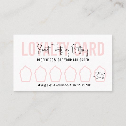 Bakery Loyalty Card Cupcake Feminine Modern Script (Voorkant)