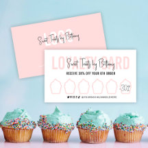 Bakery Loyalty Card Cupcake Feminine Modern Script