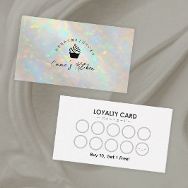 Bakery Loyalty Card Holographic White Opal Cupcake Visitekaartje