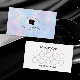 Bakery Loyalty Card Rainbow Holographic Bread Logo Visitekaartje