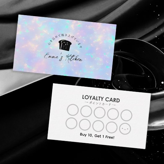 Bakery Loyalty Card Rainbow Holographic Bread Logo Visitekaartje