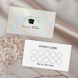 Bakery Loyalty Card White Opal Holographic Visitekaartje